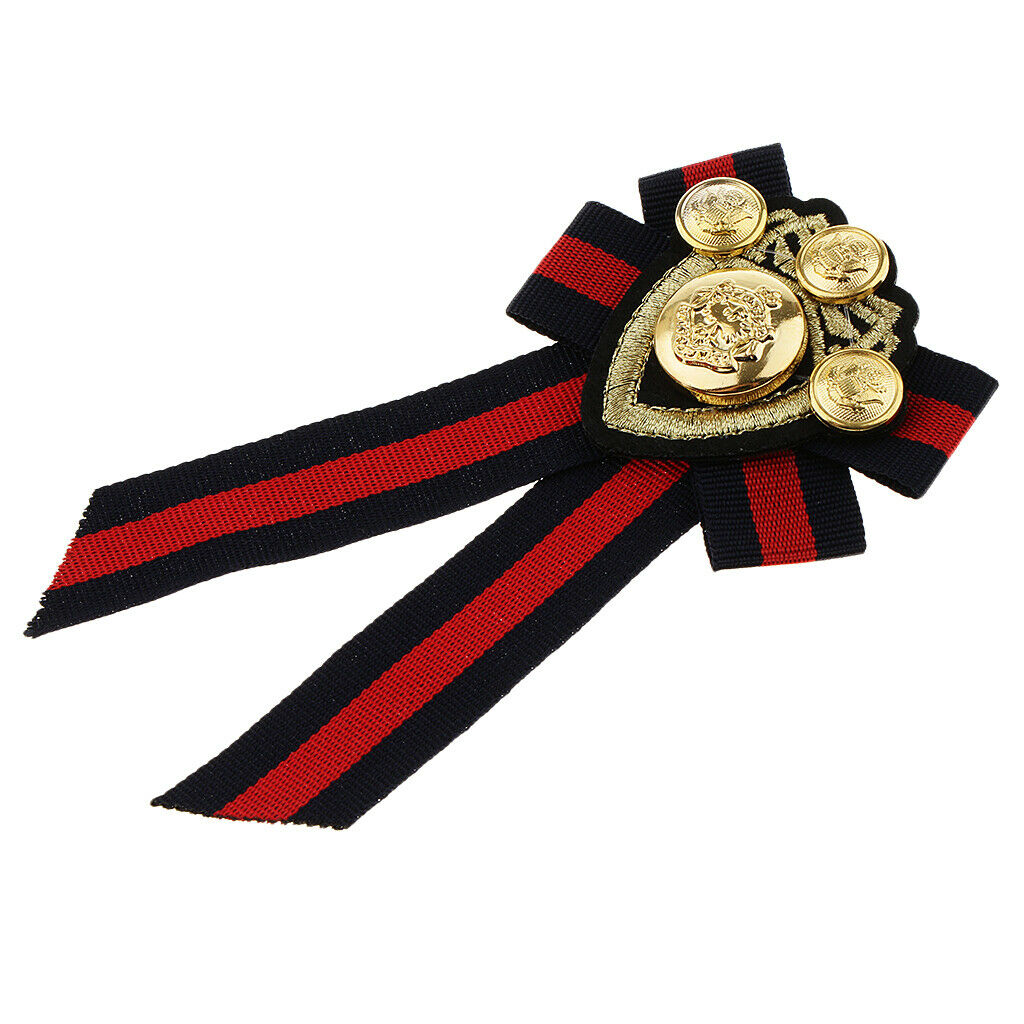 Pre-tied Bowknot Brooch Fabric Bow Tie Men Wome British Badge Stripe 4Pcs