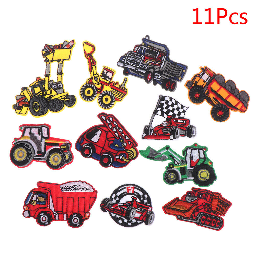 11 Pcs Mini Car Truck Patches For Clothing Applique Clothes Embroidered S.l8