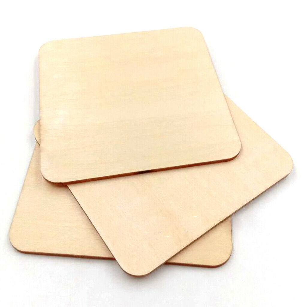 100x Square Durable Wooden Pieces Wood Board Log Slices DIY Supplies 0.8inch