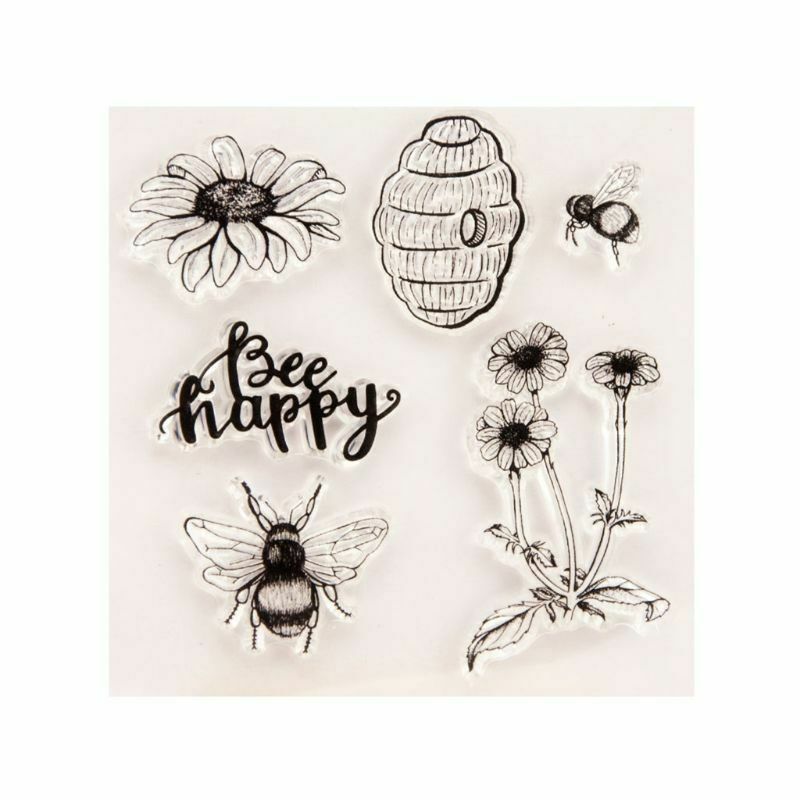 Happy Bee Flower Silicone Clear Stamp Seal DIY Scrapbook Photo Album Paper Card