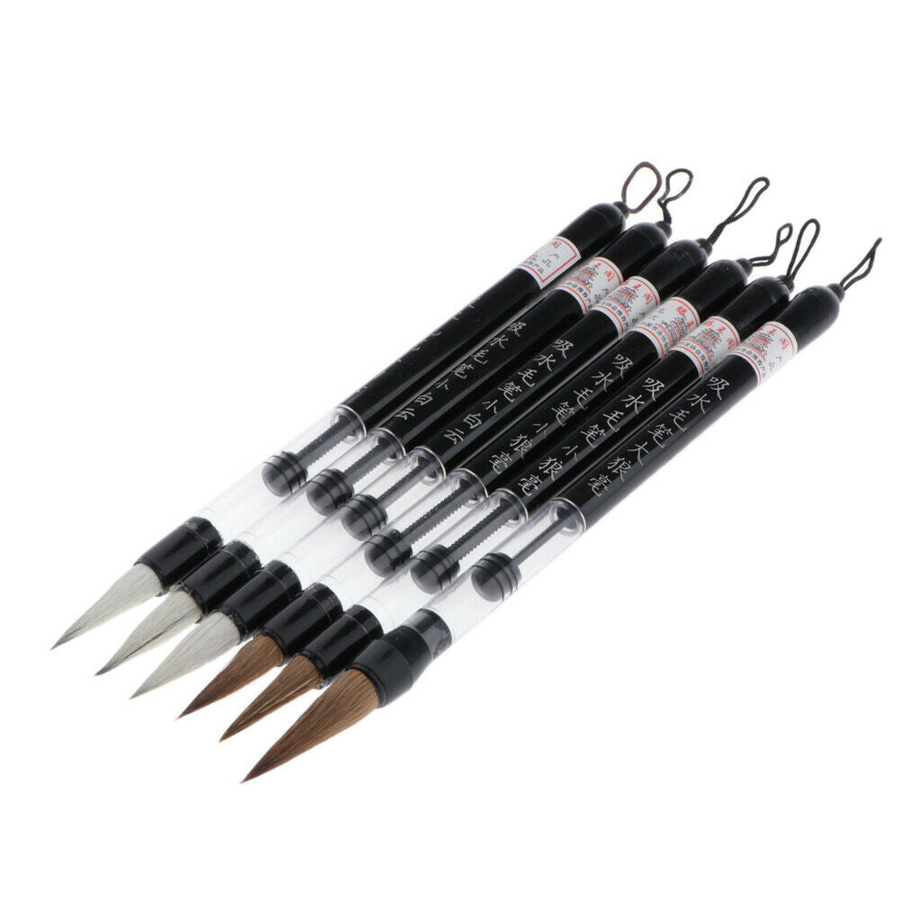 6x Refillable Water Brush Ink Pen For Sumi Brush writing Calligraphy Drawing