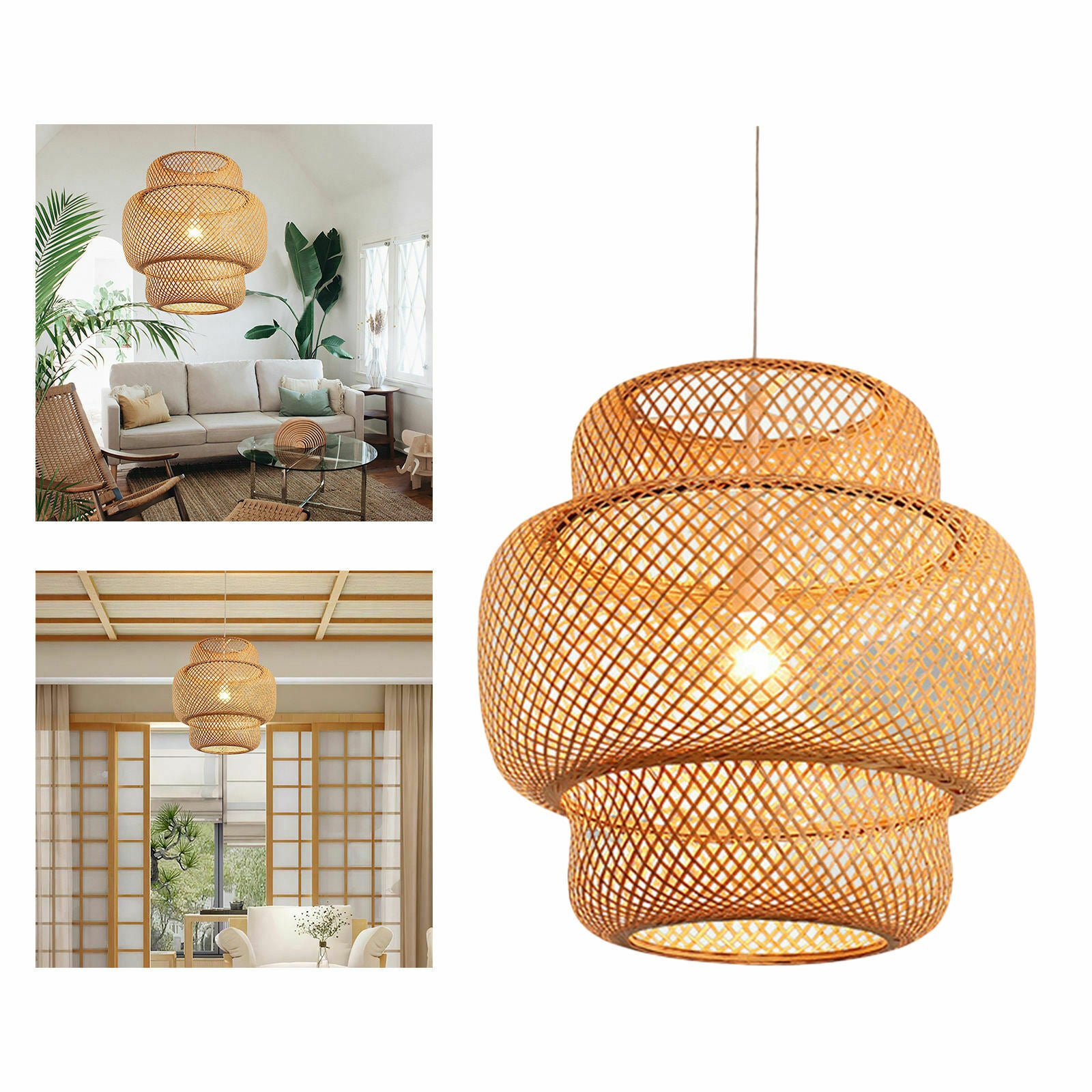 Handmade Pendant Lighting Rattan Light, Weaving Natural Bamboo Ceiling Novelty