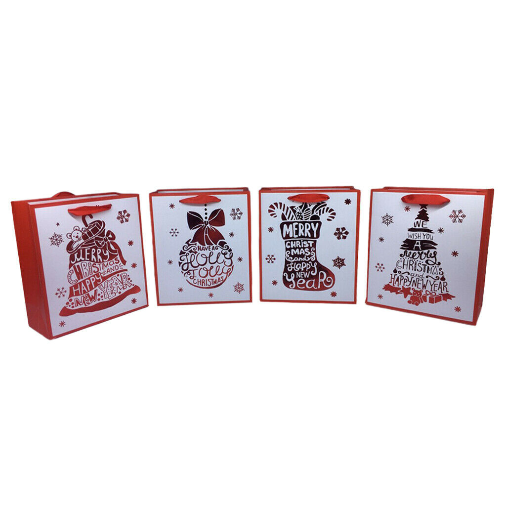 12pcs Paper Gift Bags Gift Present Packaging For Christmas Red New