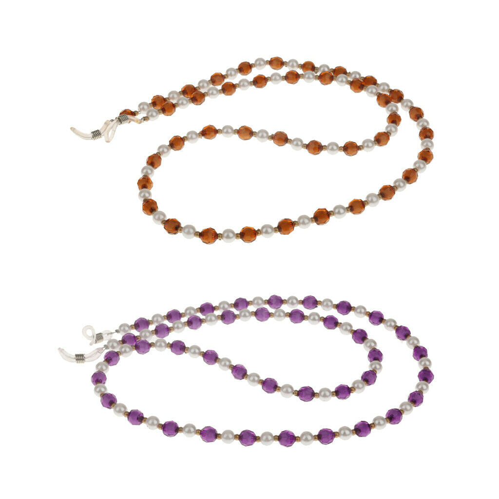 2pcs Eyeglasses Necklace Reading Glasses Spectacles Eyewear Beaded