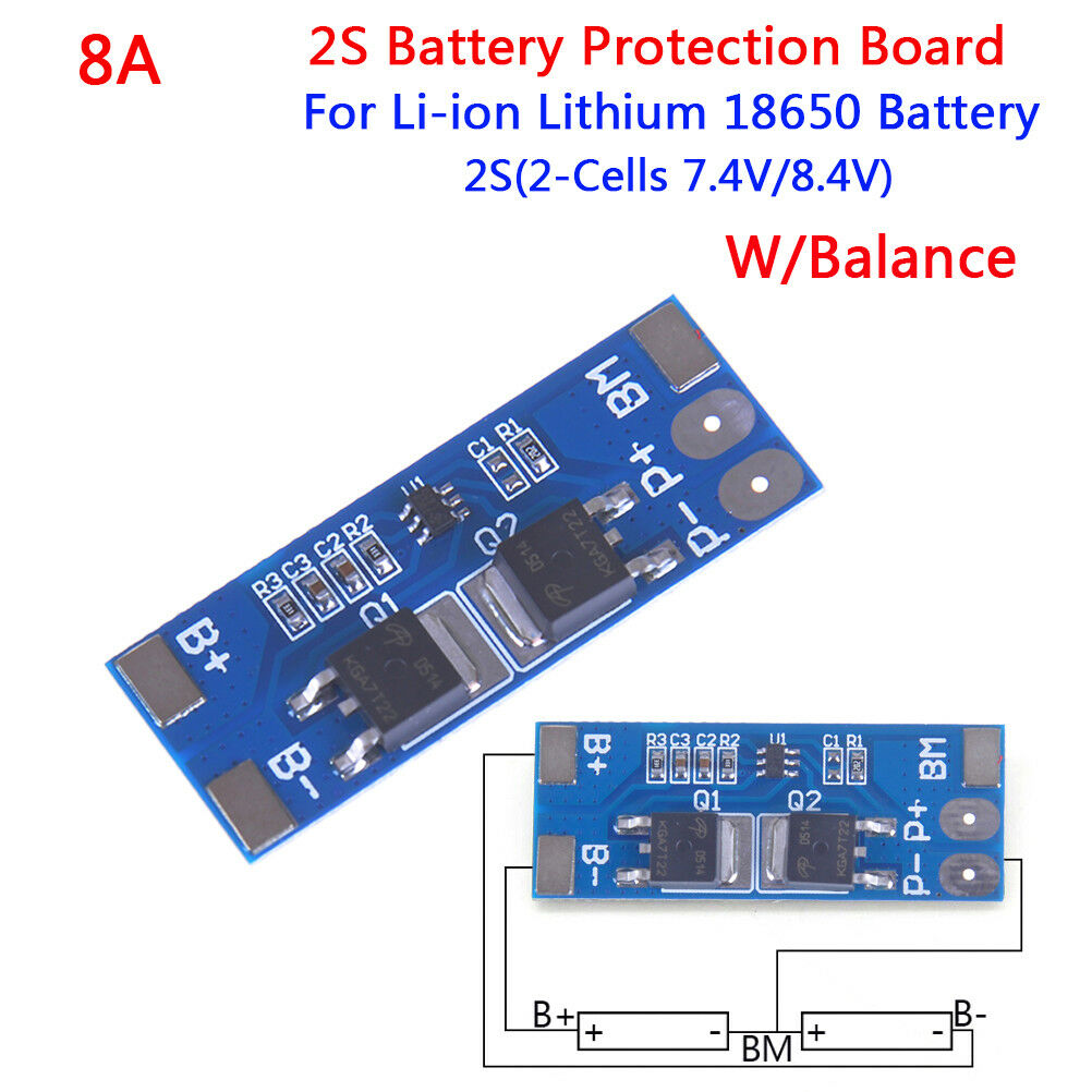 2S 8A 7.4V w/ Balance 18650 Li-ion lithium battery BMS charger protection .l8