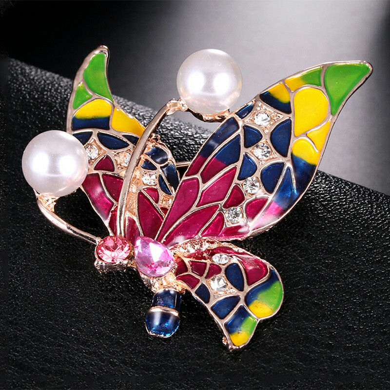 Animal Butterfly Crystal Enamel Brooch Pin Insect Lapel Pin Jewelry Women GA Rf