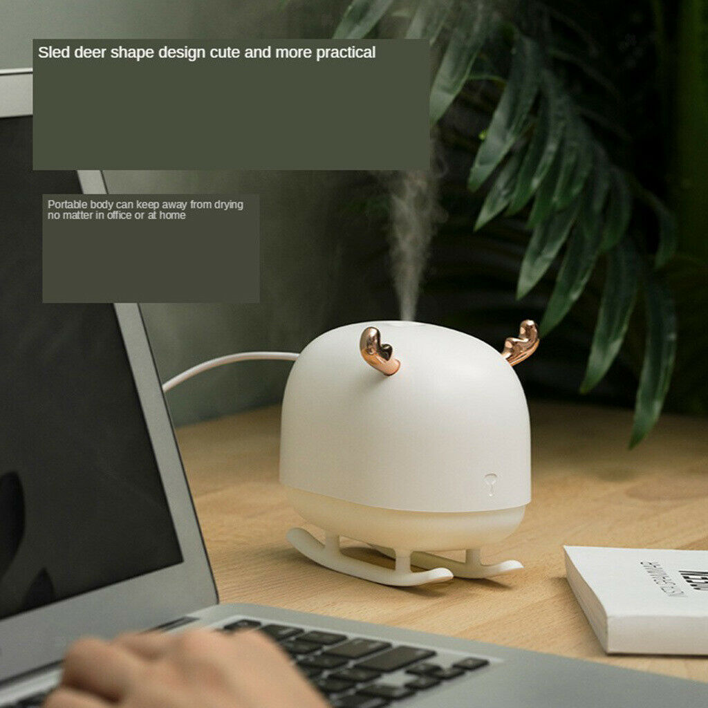 Deer USB Mini Humidifier Steamer with LED Night Light for Baby Kids Office