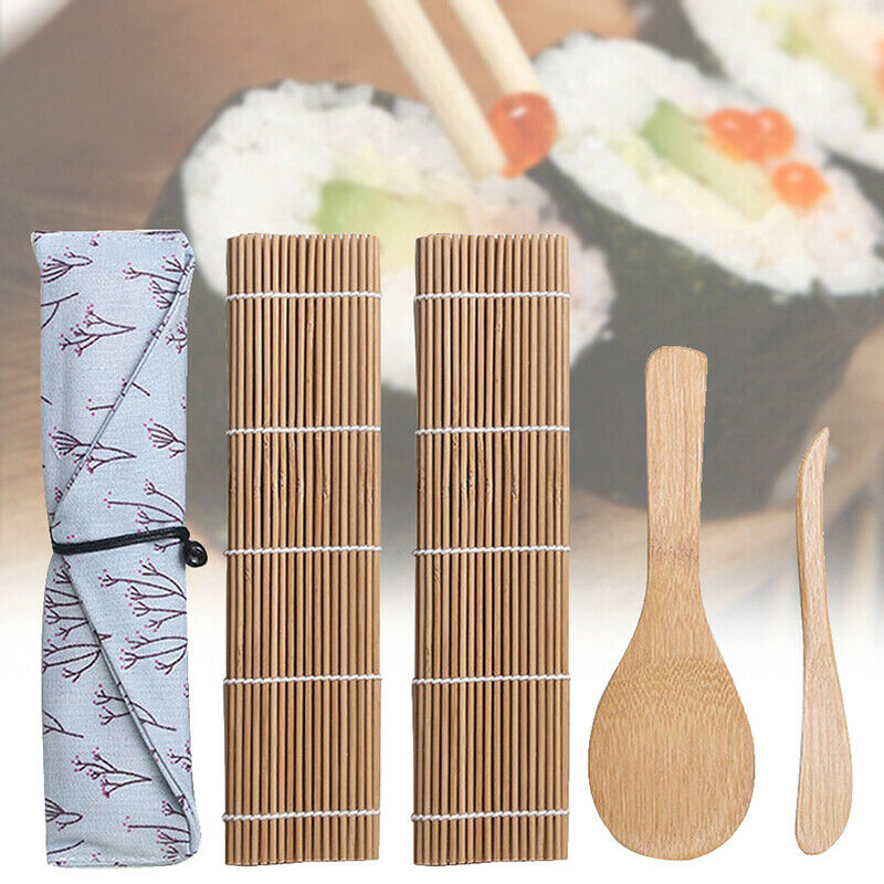 Bamboo Rolling Mats Sushi Maker Japanese DIY Rice Spreader 5Pairs Chopsti_A3 Tt