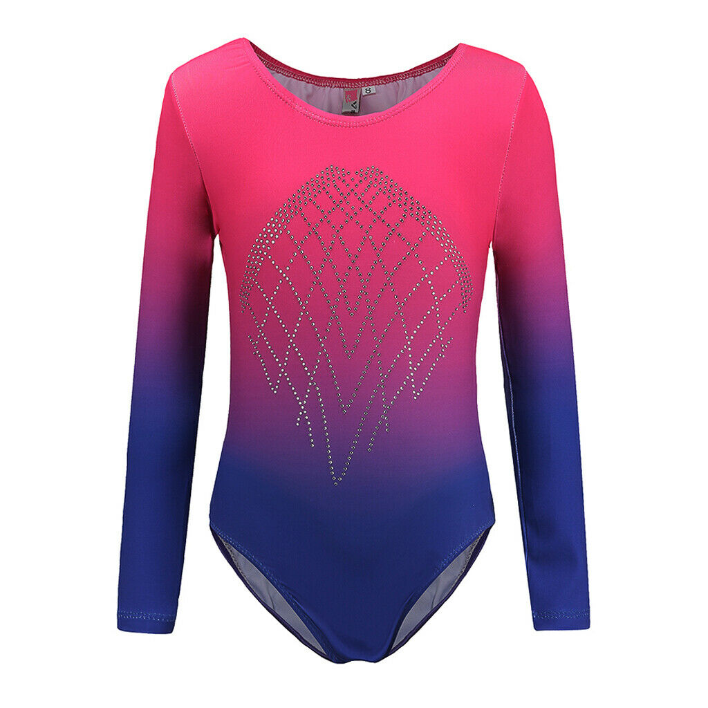 Girls One-Piece Leotard Athletic Dance Gymnastics Bodysuit 10 Pink + Blue