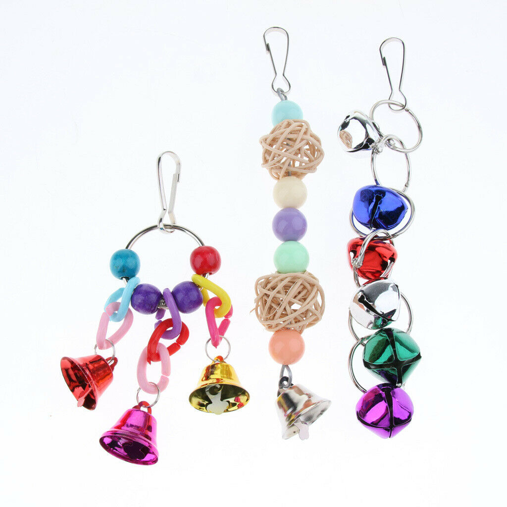 6pcs Parrot Chewing Swing Toys Rattan Ball String Cage Hanging Toys