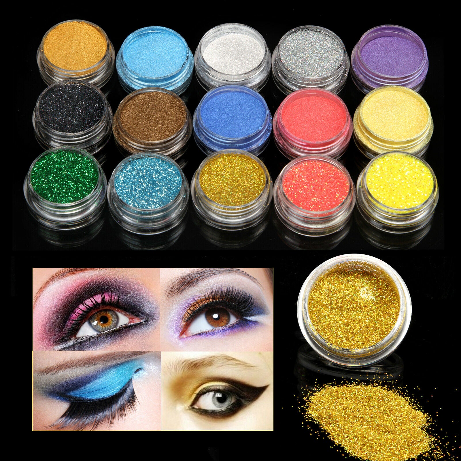 15 Colors Eye Shadow  Loose Powder Shimmer Matte Glitter Powder Cosmetic Makeup