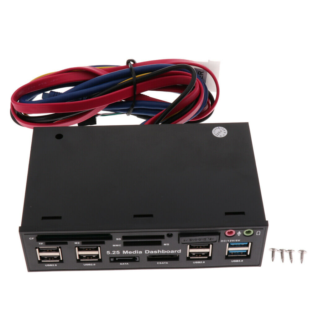 5.25" Optical Drive Multi-functional Dashboard Media USB 3.0 Front Panel - Black