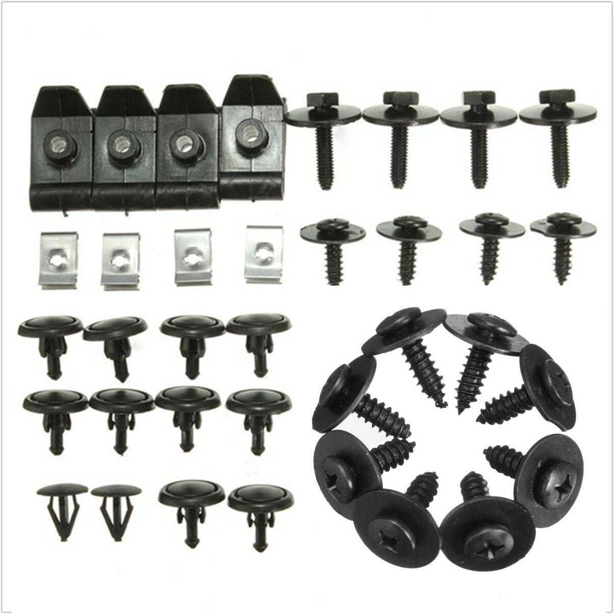40x plastic and metal fasteners Undertray Cover Clips Bottom Shield Guard Screws