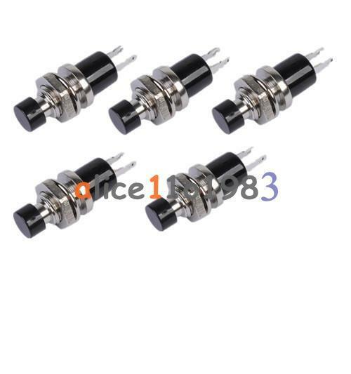 5PCS PBS-110 ON/OFF Push button Black Mini Lockless Momentary Switch