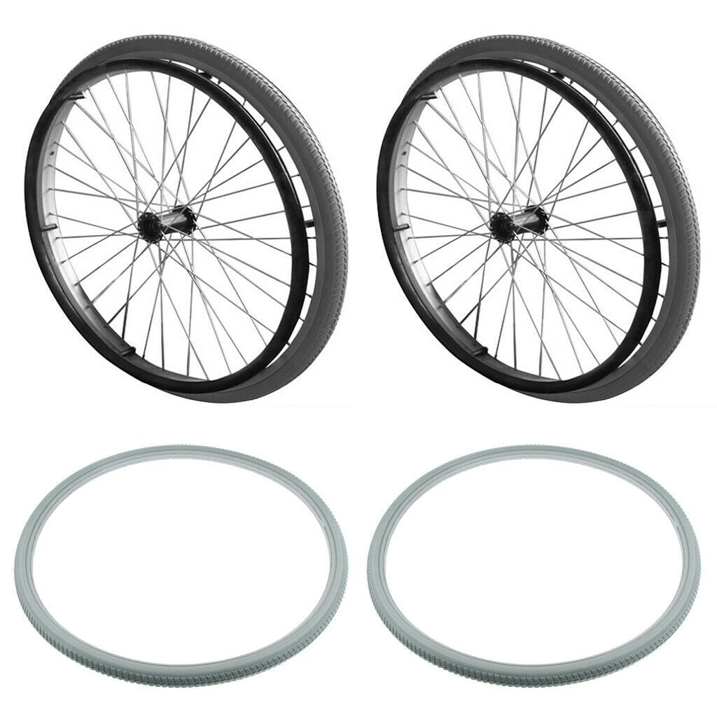 2 Pcs Polyurethane   Wheelchair Street Tire Fits Most Wheelchair 24x1 3/8