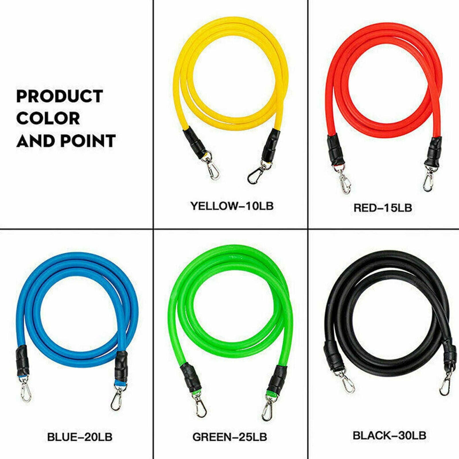 11pcs Resistance Band Set Yoga Pilates Abs Exercise Fitness Tube Workout Bands