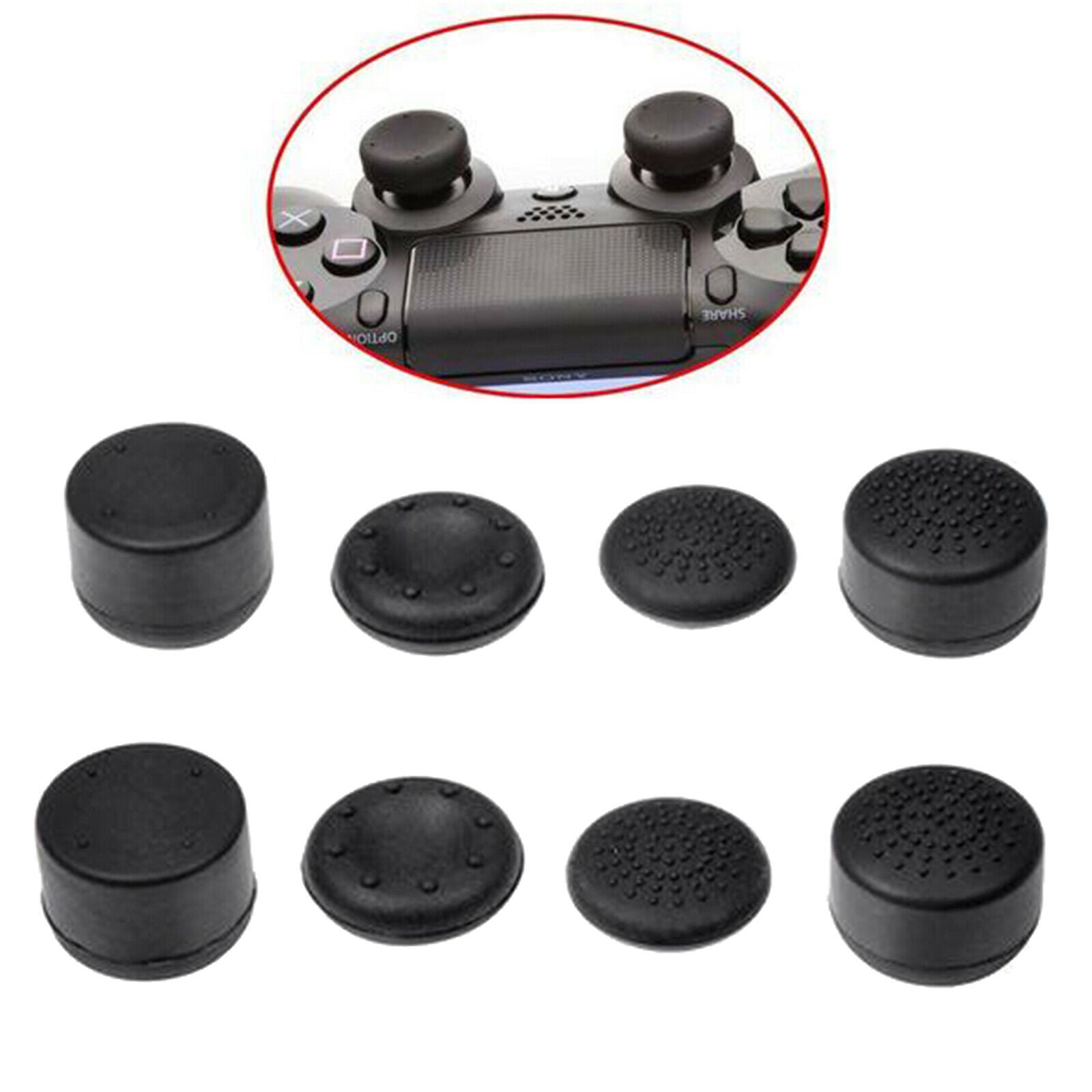 Pack of 8 pcs Silicone Raised Thumb Stick Grip  Cover For PS4 Controller