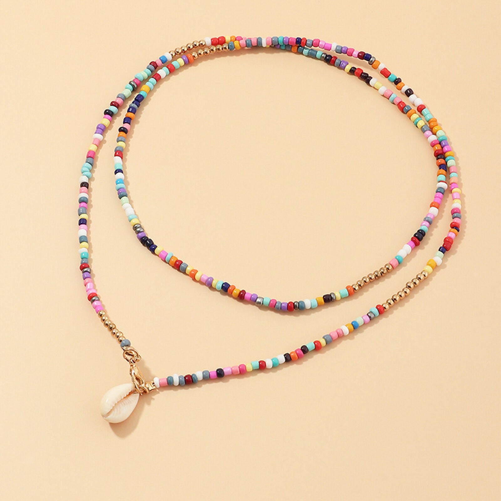 Ladies Girls Alloy Trendy Beads Colorful Shell Necklace Fashion Accessory