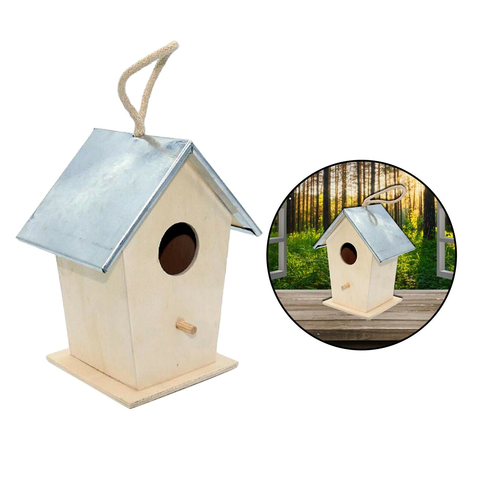 Wooden Hanging House Mini Bird Nest Woodhouse for Bird Cage Resting Place