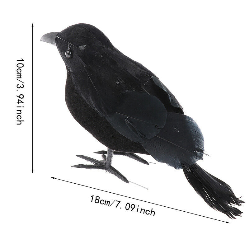 Halloween Black Crow Props Realistic Raven Spooky Feathered Crows House D.l8