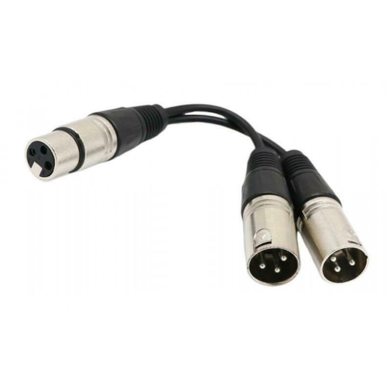 6" XLR 3 Pin FEMALE  To 2 Dual MALE Plug Y SPLITTER Mic PA DJ Cable