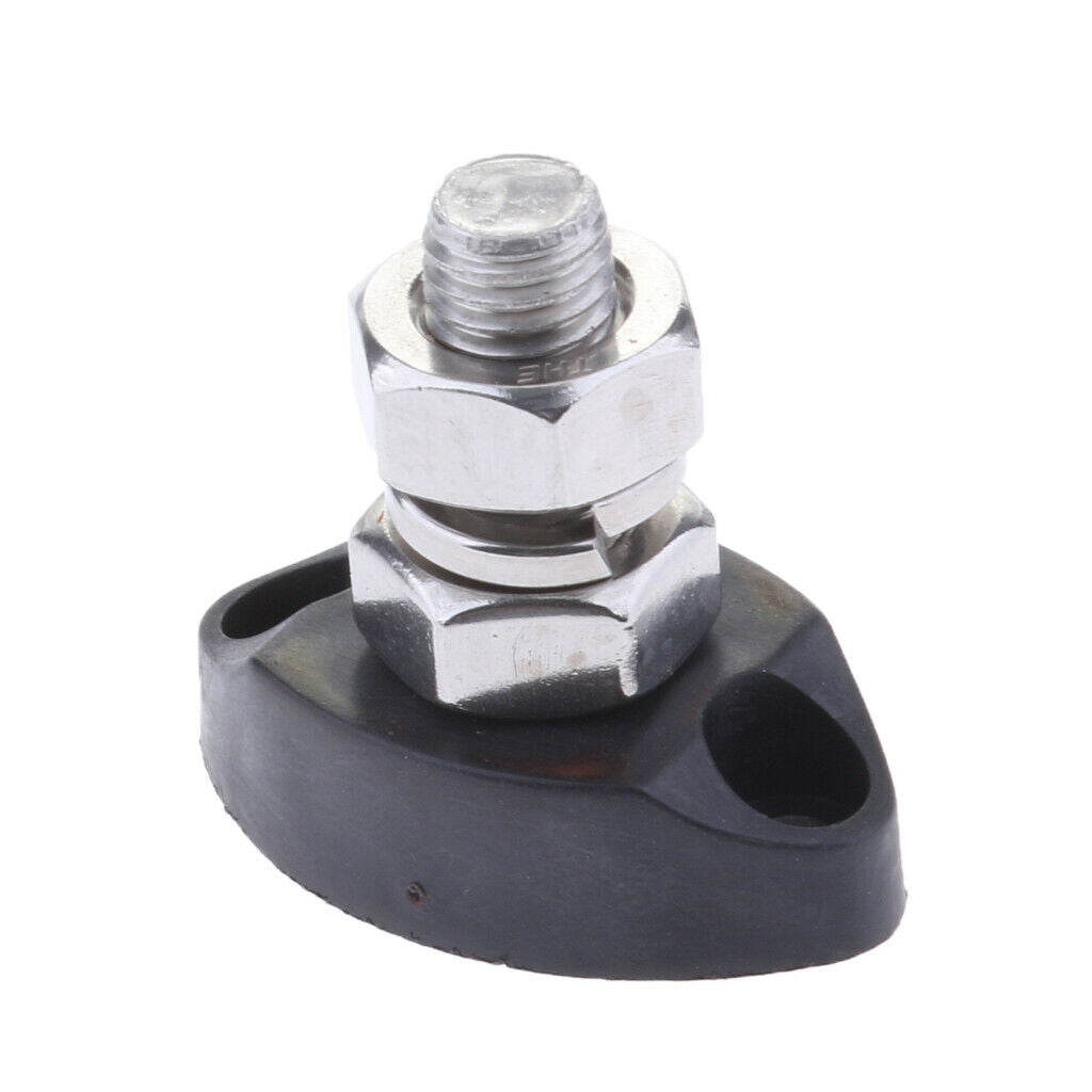 Stainless Steel Single Stud Power Ground Junction Block 8mm  Black