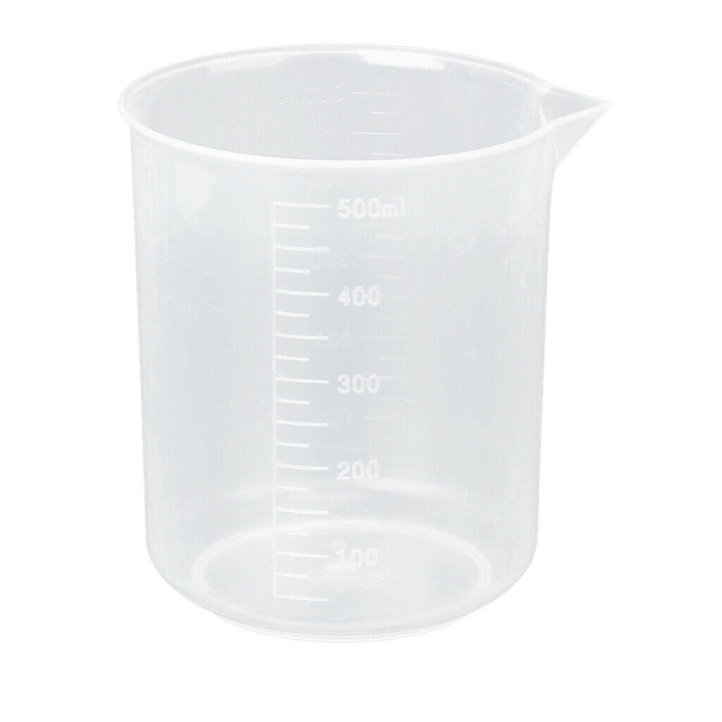2x Kitchen Laboratory Lab Plastic 500ml Beaker Graduated Volumetric Measuring