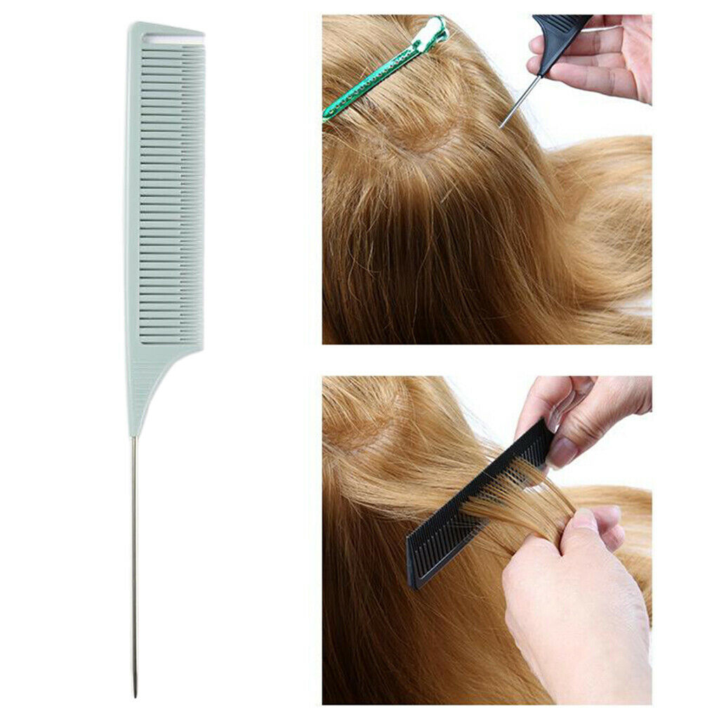 2 Pieces Highlight Comb Foiling Hair Salon Dye Coloring Combs Cyan+Pink