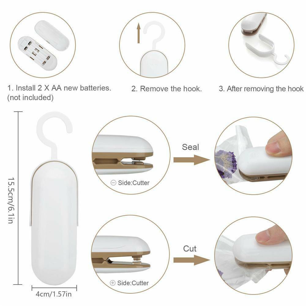 Portable Mini Heat Sealing Machine Household Plastic Bag ABS 2 In1 Cutter/Sealer