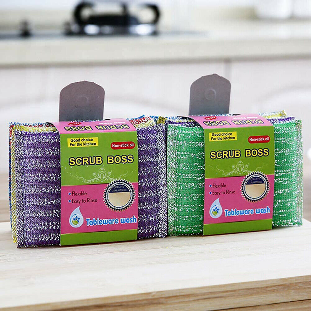 4Pcs/set Metal Abrasive Sponges Kitchen Cleaning Sponge Brush for Pots and Pans