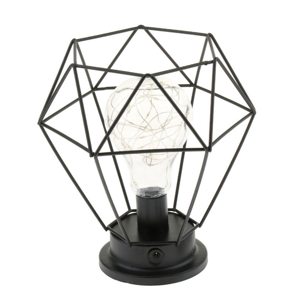 Iron Wire Wrought Night Light Powered By Battery For Home Decoration Diamonds
