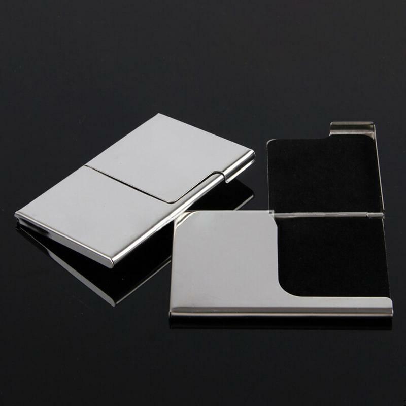 1pc sliding stainless steel id card holder men business card cases Box Portable