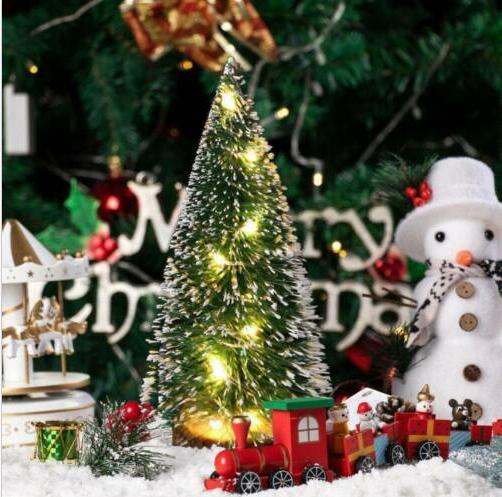 25cm Mini Christmas Tree With LED Light Ornaments Festival Table Decor Xmas Gift