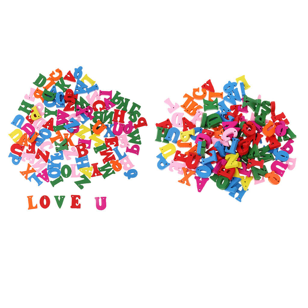 200Pcs Wooden Letters Craft Decor Accs for Kids Child Toys Teaching Aids