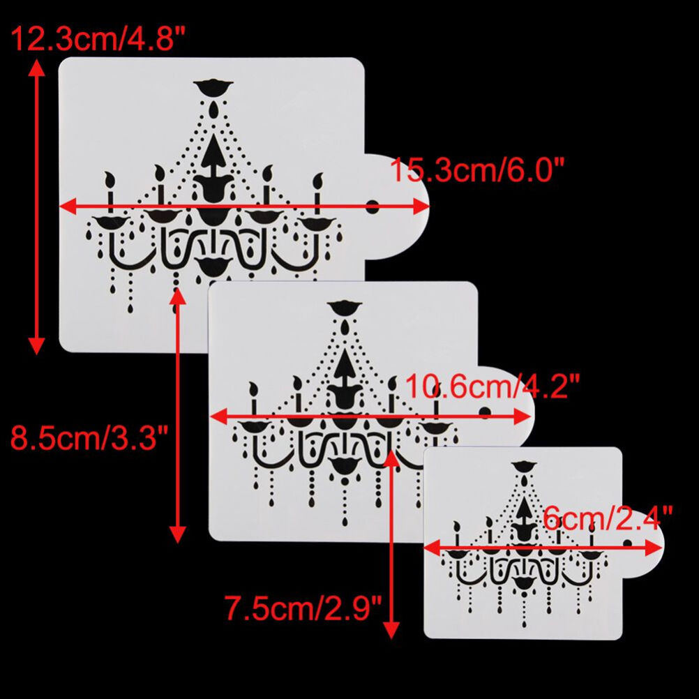 3x Chandelier Lace Wedding Cake Cookie Fondant Baking Stencil Decorating T.l8