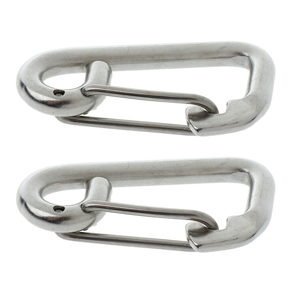 2x 8cm Marine Grade Stainless Steel Snap Hook Buckle Carabiner Climbing