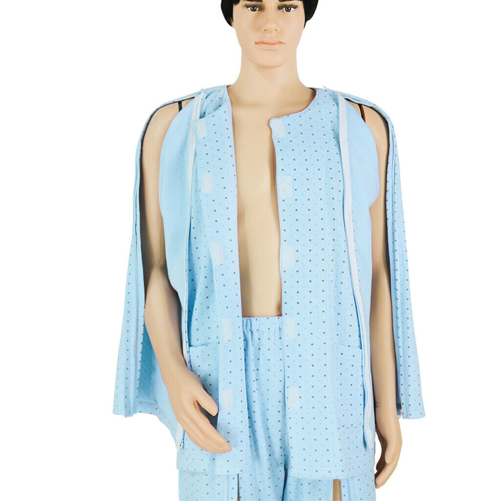 Cotton Detachable Patient Pajamas Home Care  Nursing Clothes L