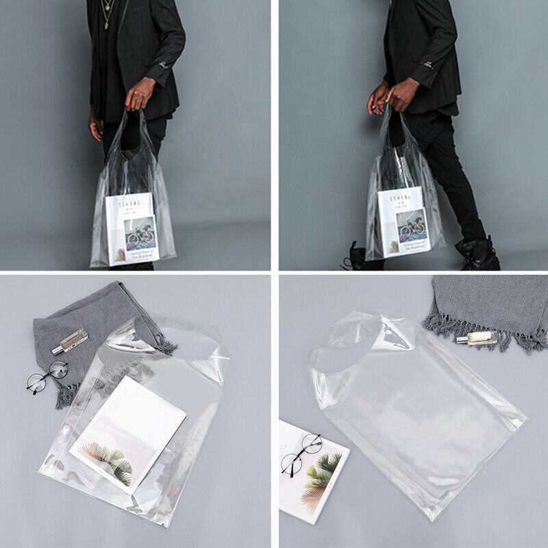 Clear Tote Bag PVC Transparent Handbag Shoulder Shopper Travel Makeup Bag