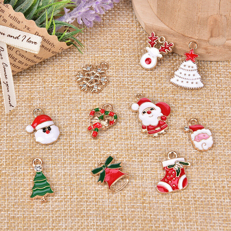 30Pcs/Set Mixed Christmas Style Enamel Charms Pendant DIY JewelryFindingCra C TL