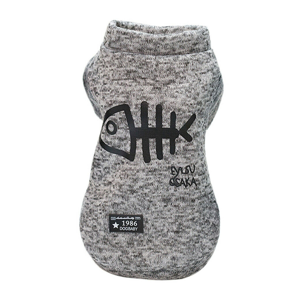 Pet Dog Cat Puppy Winter Sweater with Button Casual Clothes Gray S