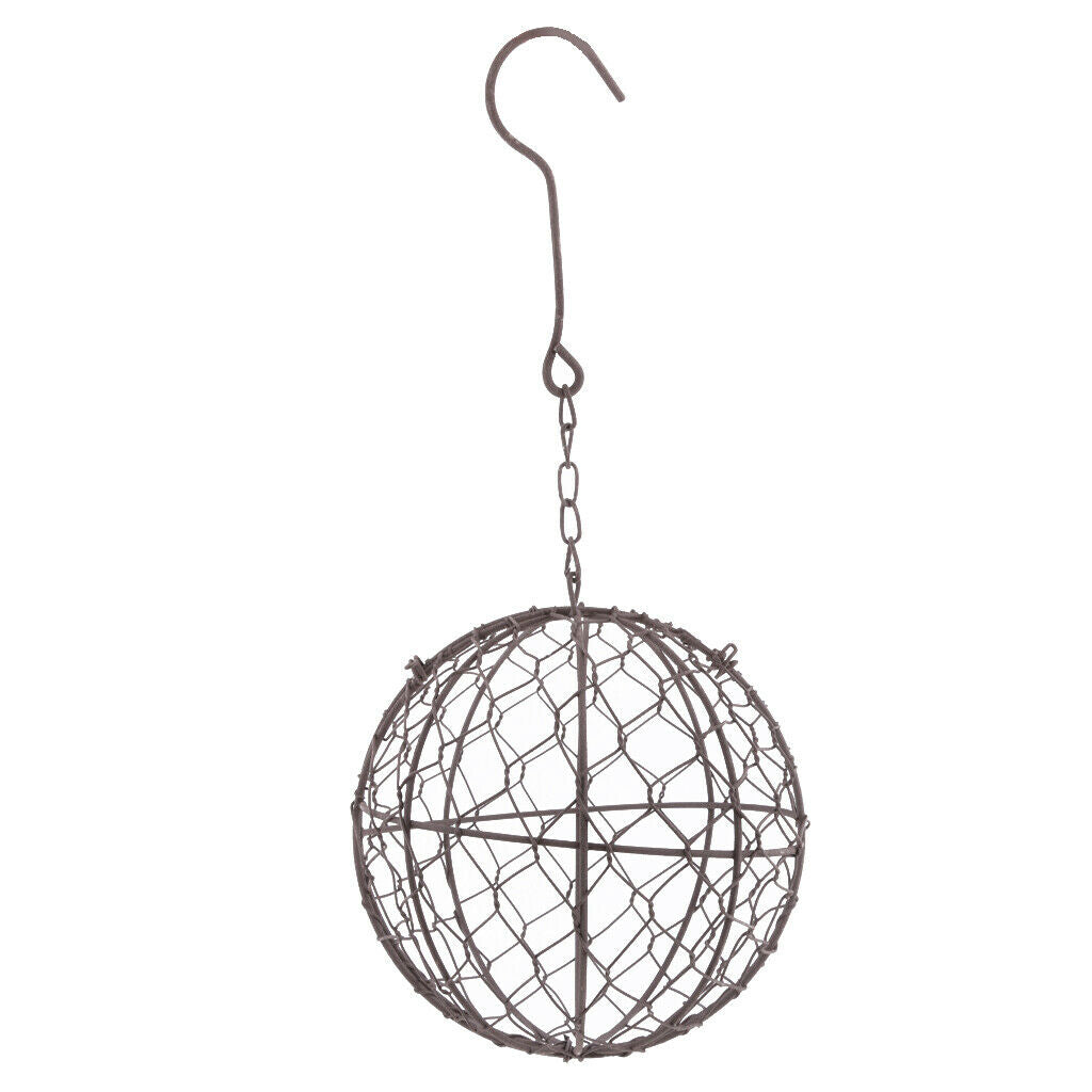 2Pcs 15cm Iron Ball Shape Succulent Pot Metal Hanging Planter Plant Holder