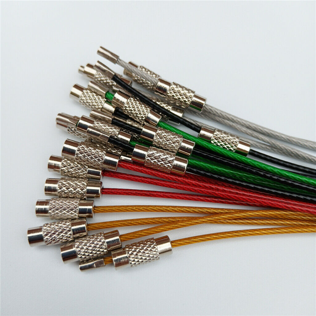 20Pcs Stainless Steel Wire Keychain Rings Cable Loops 5cm Loop Reusable