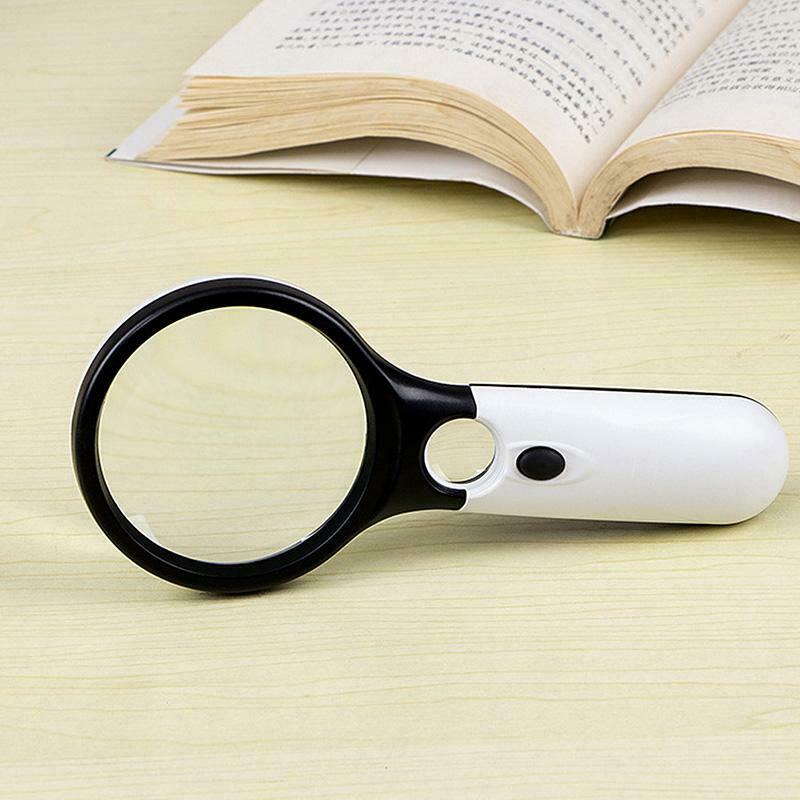 45X Handheld 3 LED Light Magnifier Reading Magnifying Glass Lens Jewelry Loupe