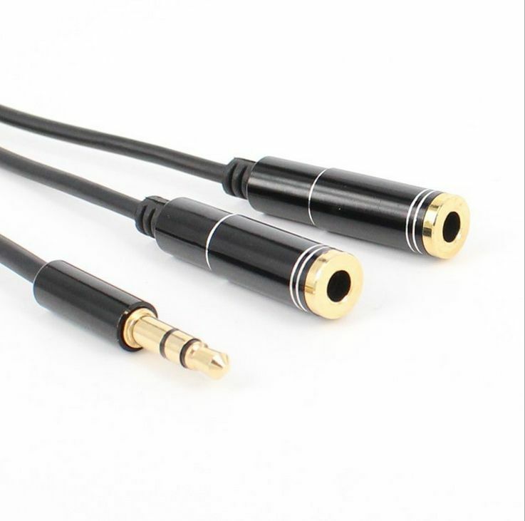 3.5mm Stereo AUX Jack 1 Male to 2x Female Y Splitter Earphone Audio cord  gm