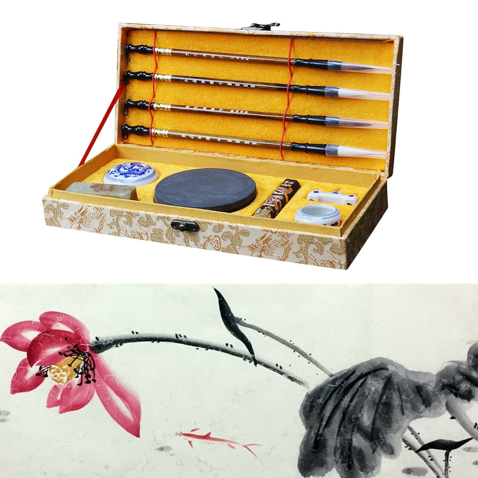 Professional Chinese Calligraphy Drawing Brushes Ink Stick Inkstone Chinese