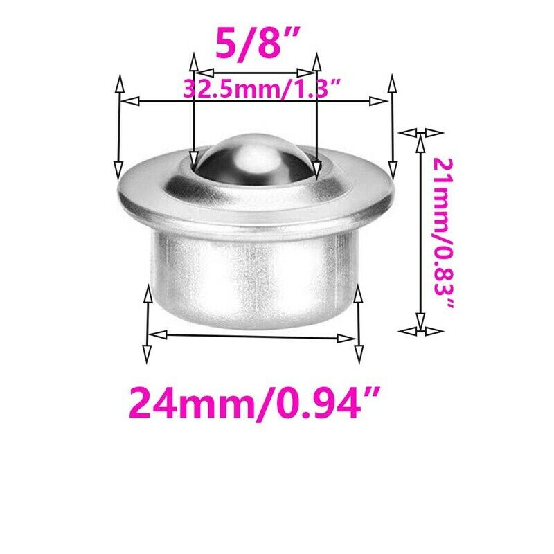 8PCS Stainless Steel Ball Transfer Bea Casters Universal Base Conveyor Roller B9