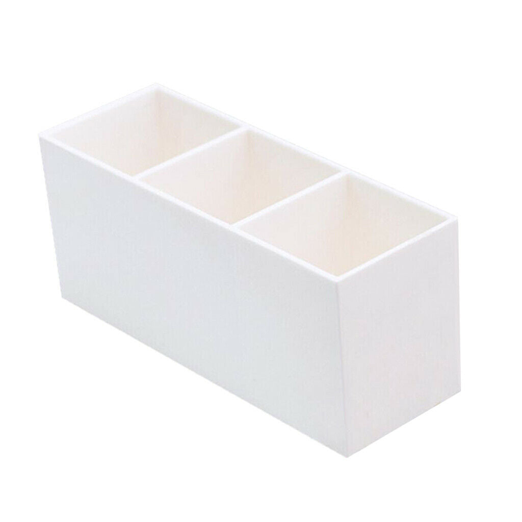 Brushes Lipstick Nail Polish Eye-Makeup Pencil Holder 3 Slots Organizer White