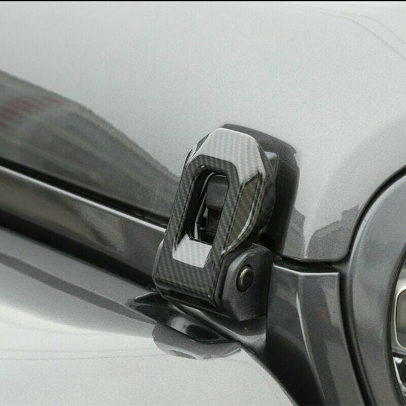Front Hood Lock Latch Buckle Cover Trim Carbon For Jeep Wrangler JL JT 2018-2020