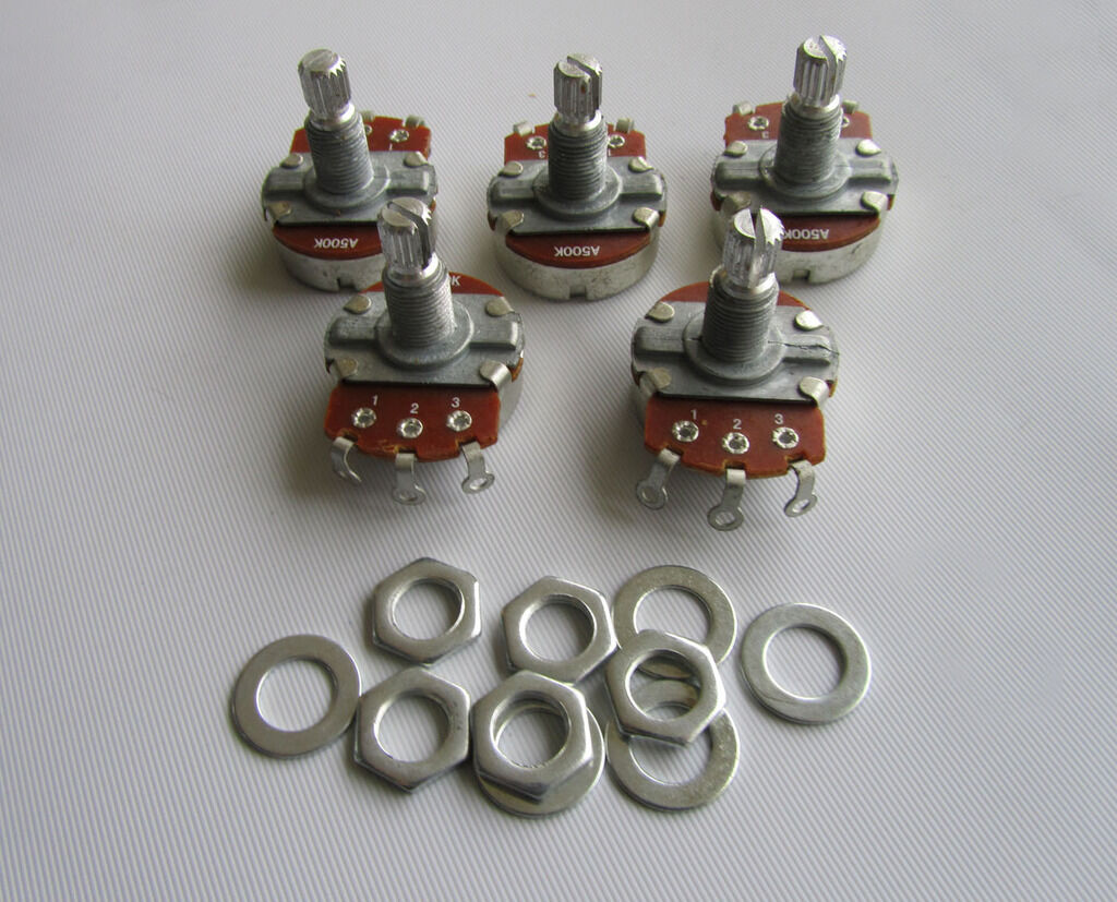 5x A500K Large Audio Electric Guitar Pots 18mm Long Shaft 500K Potentiometer