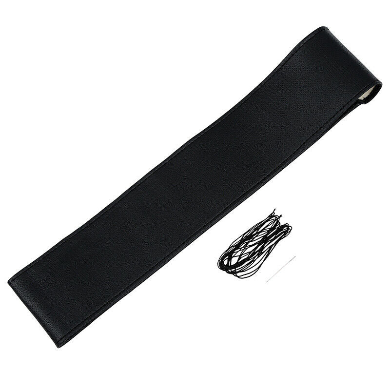 Faux Leather DIY Car Stee Wheel Cover With Needles and Thread (Black) S8I3I3